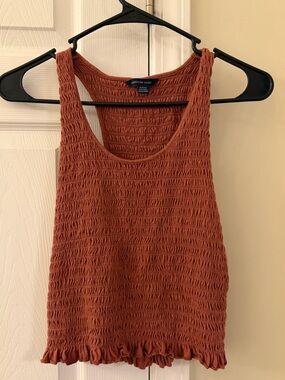 American Eagle Smocked Tank Top Rust Orange